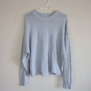 H&M Blue‎ Women's Oversized Small Wool Knit Stretch Crewneck Long Sleeve Sweater